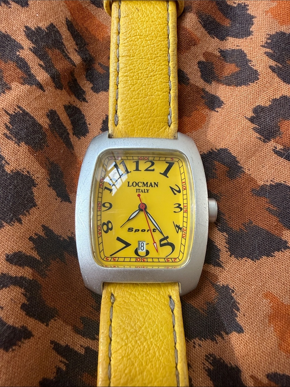 Yellow Sport Leather Strap Watch